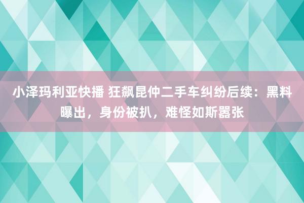 小泽玛利亚快播 狂飙昆仲二手车纠纷后续：黑料曝出，身份被扒，难怪如斯嚣张