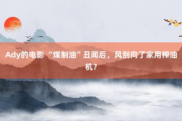 Ady的电影 “煤制油”丑闻后，风刮向了家用榨油机？