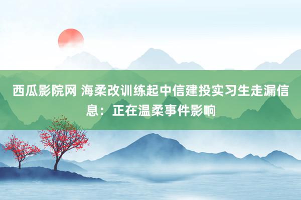 西瓜影院网 海柔改训练起中信建投实习生走漏信息：正在温柔事件影响