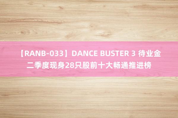 【RANB-033】DANCE BUSTER 3 待业金二季度现身28只股前十大畅通推进榜