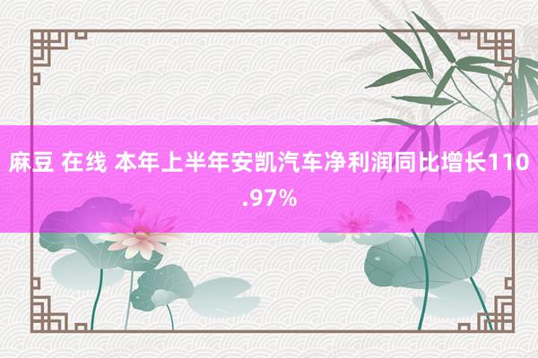 麻豆 在线 本年上半年安凯汽车净利润同比增长110.97%